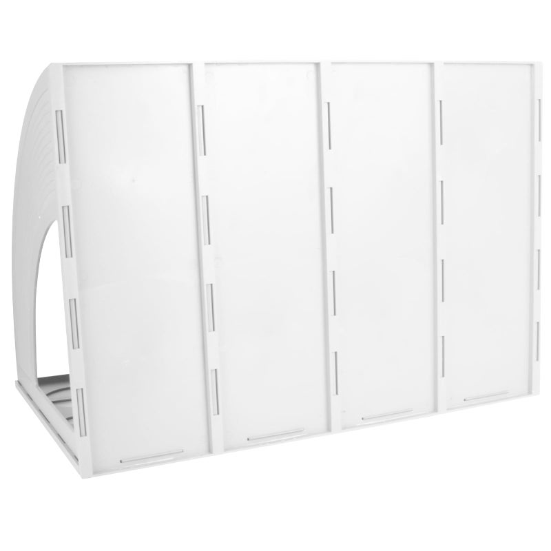 SAYEEC Sturdy Maganize Holder Desktop File Holder Organizer Plastic 4 Section Frames File Dividers Document Cabinet Rack Display Storage Organizer Box (Light Grey) - Image 5